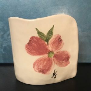 Hand painted MAKUP BRUSH HOLDER DOGWOOD CUTIE…signed by artist